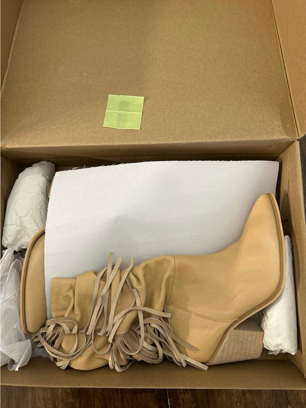 Matisse Beige/Tan Slouch Fringe Mid-Calf Heeled Boots
